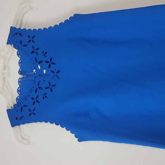 J. CREW Blue Laser Cut-Out Scallop Edge Sleeveless Midi Dress - Picture 2 of 10